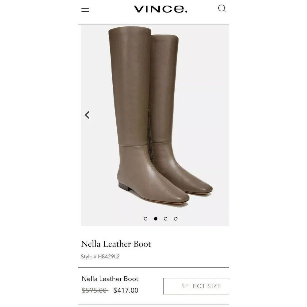 Vince Nella Women's Square Toe Leather Women's Boot Size 6.5 M (MSRP $595)